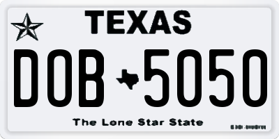 TX license plate DOB5050