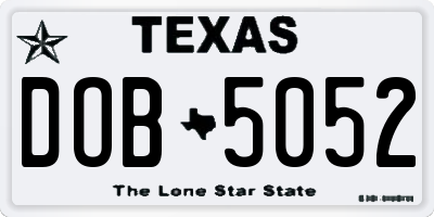 TX license plate DOB5052
