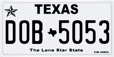 TX license plate DOB5053
