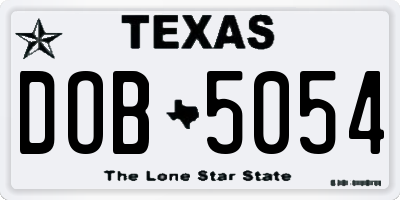 TX license plate DOB5054