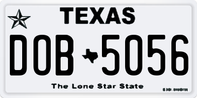 TX license plate DOB5056