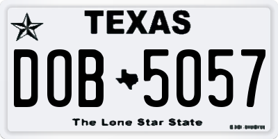 TX license plate DOB5057