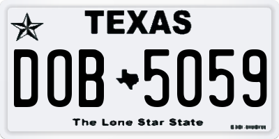 TX license plate DOB5059