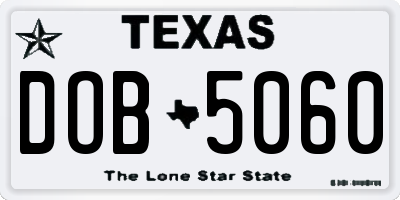 TX license plate DOB5060