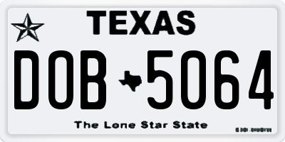 TX license plate DOB5064