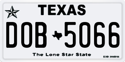 TX license plate DOB5066