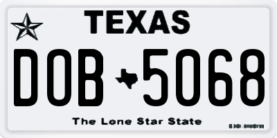 TX license plate DOB5068