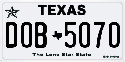 TX license plate DOB5070