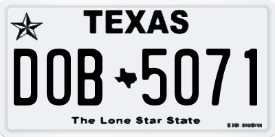 TX license plate DOB5071