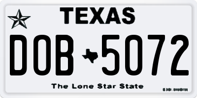 TX license plate DOB5072