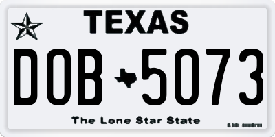 TX license plate DOB5073