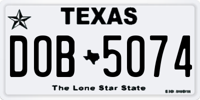TX license plate DOB5074
