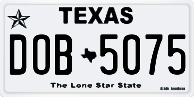 TX license plate DOB5075
