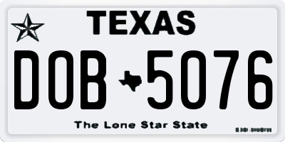 TX license plate DOB5076