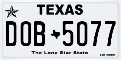 TX license plate DOB5077