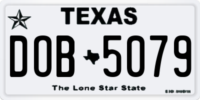 TX license plate DOB5079
