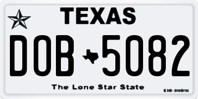 TX license plate DOB5082