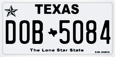 TX license plate DOB5084