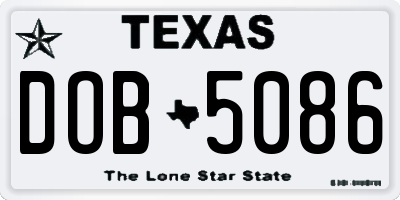 TX license plate DOB5086