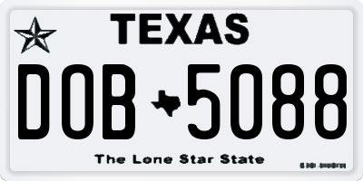 TX license plate DOB5088