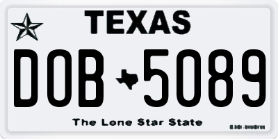 TX license plate DOB5089