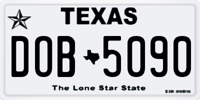 TX license plate DOB5090