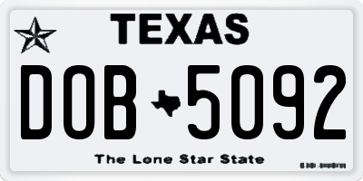 TX license plate DOB5092