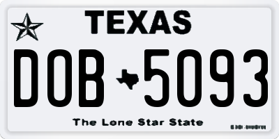 TX license plate DOB5093