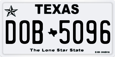 TX license plate DOB5096