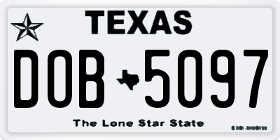 TX license plate DOB5097