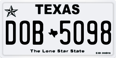 TX license plate DOB5098