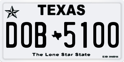 TX license plate DOB5100