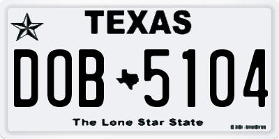 TX license plate DOB5104