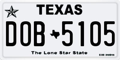 TX license plate DOB5105