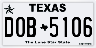 TX license plate DOB5106