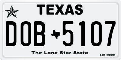 TX license plate DOB5107