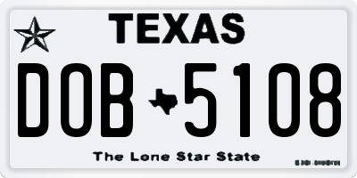 TX license plate DOB5108