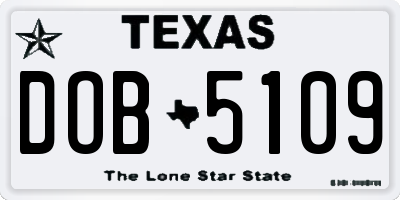 TX license plate DOB5109