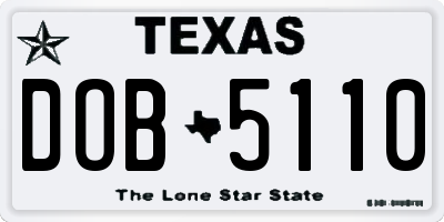 TX license plate DOB5110