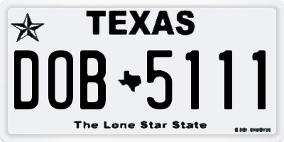 TX license plate DOB5111