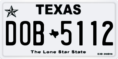 TX license plate DOB5112