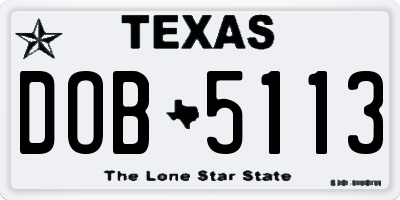 TX license plate DOB5113
