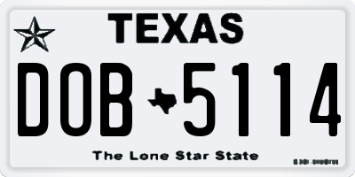 TX license plate DOB5114