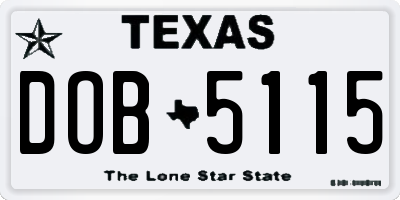 TX license plate DOB5115