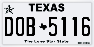 TX license plate DOB5116