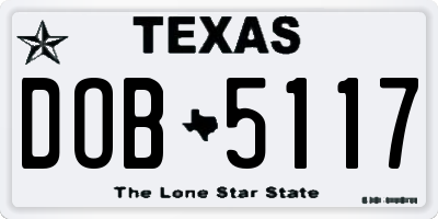 TX license plate DOB5117