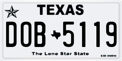 TX license plate DOB5119