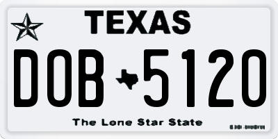 TX license plate DOB5120