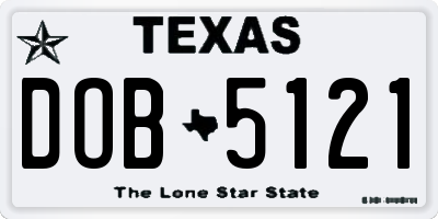 TX license plate DOB5121