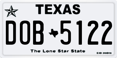 TX license plate DOB5122